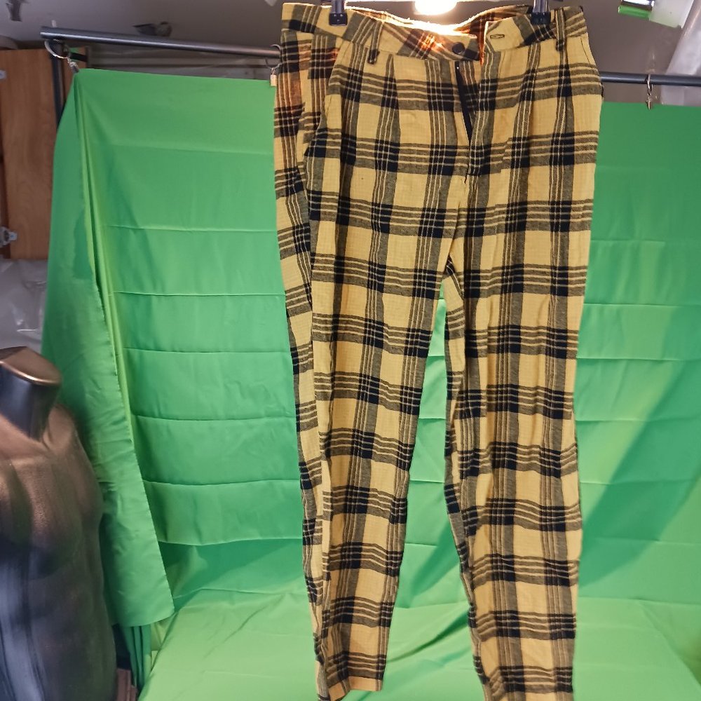 yellow plaid pants women brand new